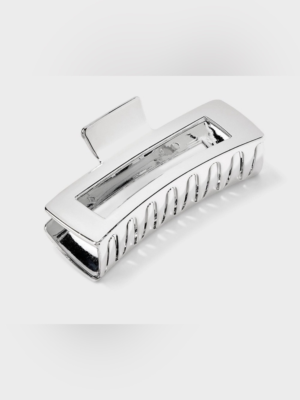 NEW Universal Thread Jumbo Plastic Y2K Hair Claw Clip Rectangle Silver Lot Of 3